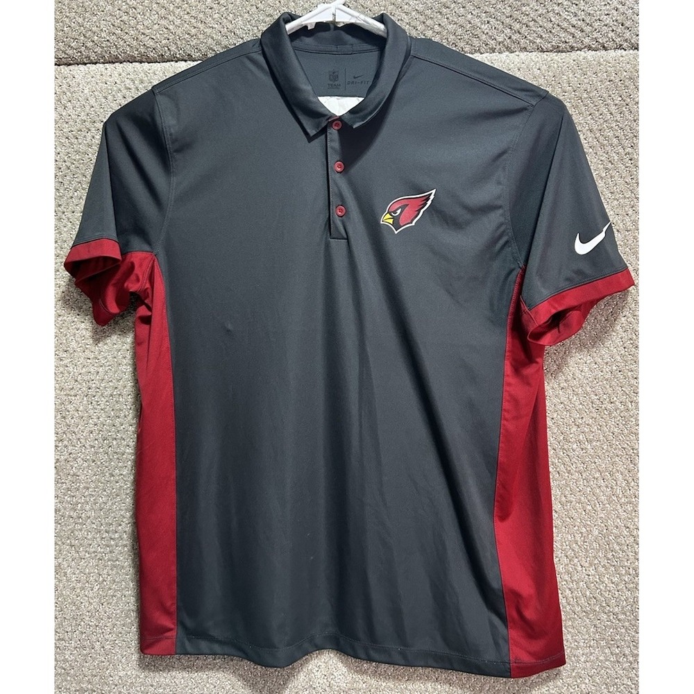 Arizona Cardinals NFL Nike Dri‎ Fit Short Sleeve Polo Shirt Gray Red Size XL